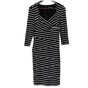 White House Black Market Black /‎ White Stripe Bandage Slimming Dress - Size 4